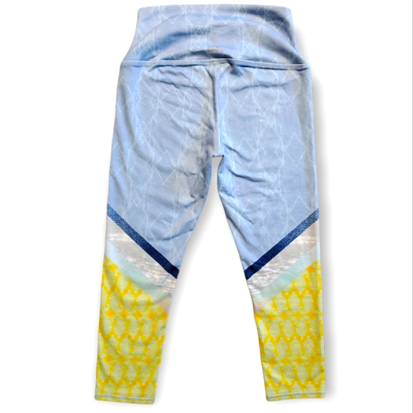 Alo | XS Multicolor Blue Yellow Leggings Paisley Marble Extra Small Gym Yoga - Picture 2 of 5